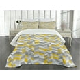 thumbnail image 3 of Ambesonne Vintage Quilted Bedspread Set 3 Pcs, Home Style Zig Zag, Queen Size, Grey Yellow, 3 of 5