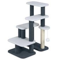 Resenkose 2-in-1 Multi-Functional Cat Stairs Cat Tree Tower with Scratching Posts and Hanging Toy Ball, Gray