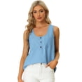thumbnail image 1 of Blusa sólida liviana para mujer Camiseta sin mangas de ajuste holgado sin mangas Azul claro M, 1 of 6