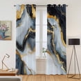 thumbnail image 2 of Black Golden Marble Kitchen Curtains 84 Inch Length, Modern Ink Painted Aesthetics Grommet Top Bedroom Living Room Curtains, Light Filtering Cafe Curtain Drapes 2 Panels Set 84''x84'', 2 of 9