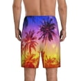 thumbnail image 3 of Naloa Palm Trees at Sunset Men's Short Pajama Pants, Lounge Comfort Shorts with Elasticized Waistband and Side Pockets - Large, 3 of 9