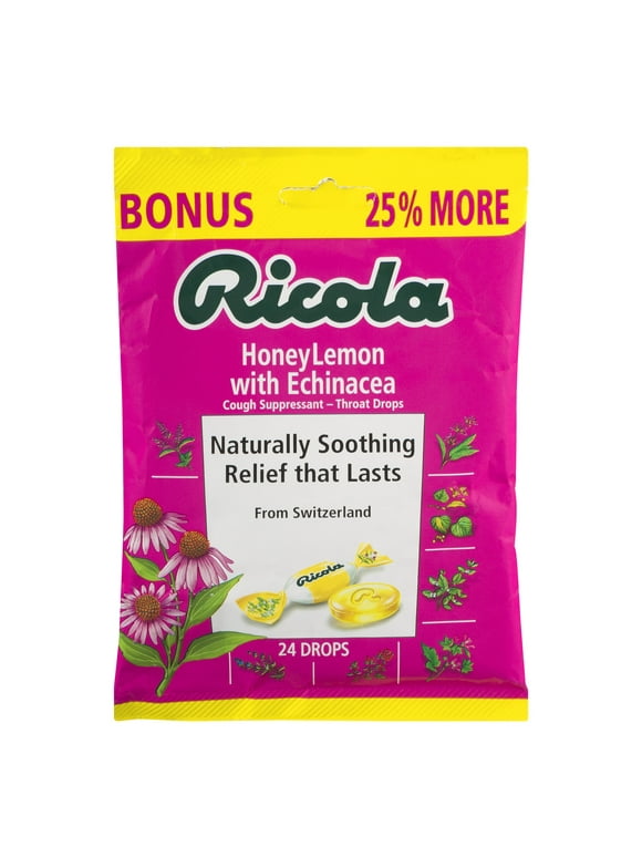Ricola Honey Lemon With Echinacea Cough Suppressant - Throat Drops - 24 CT