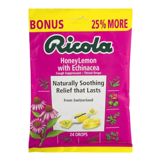 Ricola Honey Lemon With Echinacea Cough Suppressant Throat Drops 24