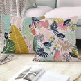 thumbnail image 4 of LAICAIW Tropical Pillow Covers 18x18 Inch, Summer Tropical Leaves Decorative Farmhouse Pillow Covers Square Cotton Linen Summer Pillow Cases for Home Decor, Set of 4 (No Insert Included), 4 of 7