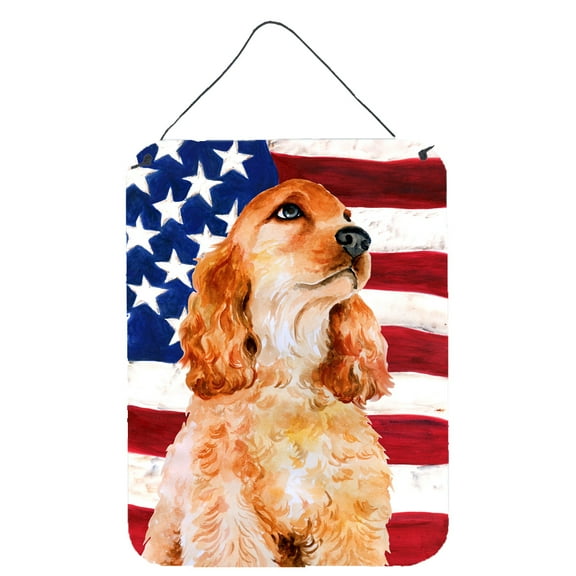 Carolines Treasures BB9706DS1216 Cocker Spaniel Patriotic Wall or Door Hanging Prints 12WX16H multicolor