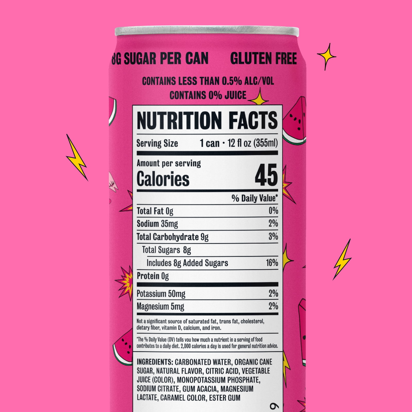 SMASHD Alcohol-Free Mocktails, Non-Alcoholic Beverage Flavored Sparkling Water, Tequila alternative No Artificial Flavors, Caffeine-Free, with electrolytes, 12 Oz&nbsp;Watermelon Margarita, 12 Pack