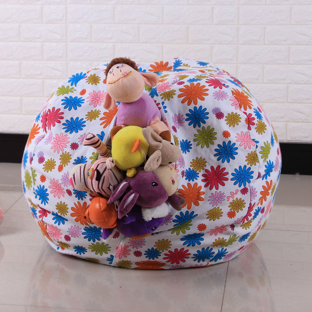 Kids Stuffed Animal Plush Toy Storage Bag Soft Pouch Stripe Fabric Chair Bags UK 