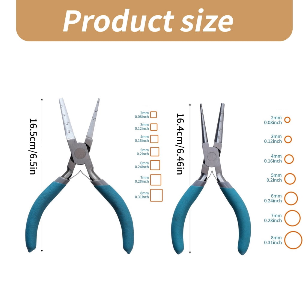 lanema 2 Pack Professional Jewelry Pliers Steel Texture Pliers Flat Nose Pliers Jewelry Making Pliers Chain Nose Pliers