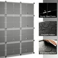 thumbnail image 4 of Barara King Shoe Rack, Shoe Organizer, Storage Shoe Shelf, 12-Cube 48 Pairs Portable Shoe Shelves with Hook-Black, 4 of 8