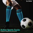 thumbnail image 5 of Lian LifeStyle Exceptional Boy's 1 Pair Knee High Sports Socks for Soccer, Softball, Baseball, and Many Other Sports XL003 Size XSLight Blue, 5 of 5