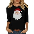 thumbnail image 2 of Ailaofu Hauts pour Femmes à Manches 3/4 Décontractés Coupe Ample Col Rond T-Shirts Mignons Tunique Unie Trois Quarts, 2 of 4