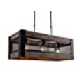 thumbnail image 3 of 24 Inch Wide, Wood Wooden Rectangular Farmhouse Pendant Wire Mesh 3 - Light, 3 of 10