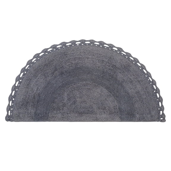 Savi Home Half Moon Bohemian Bathroom Rug – 100% Cotton Handwoven Crochet Mat 22x42", Charcoal Grey