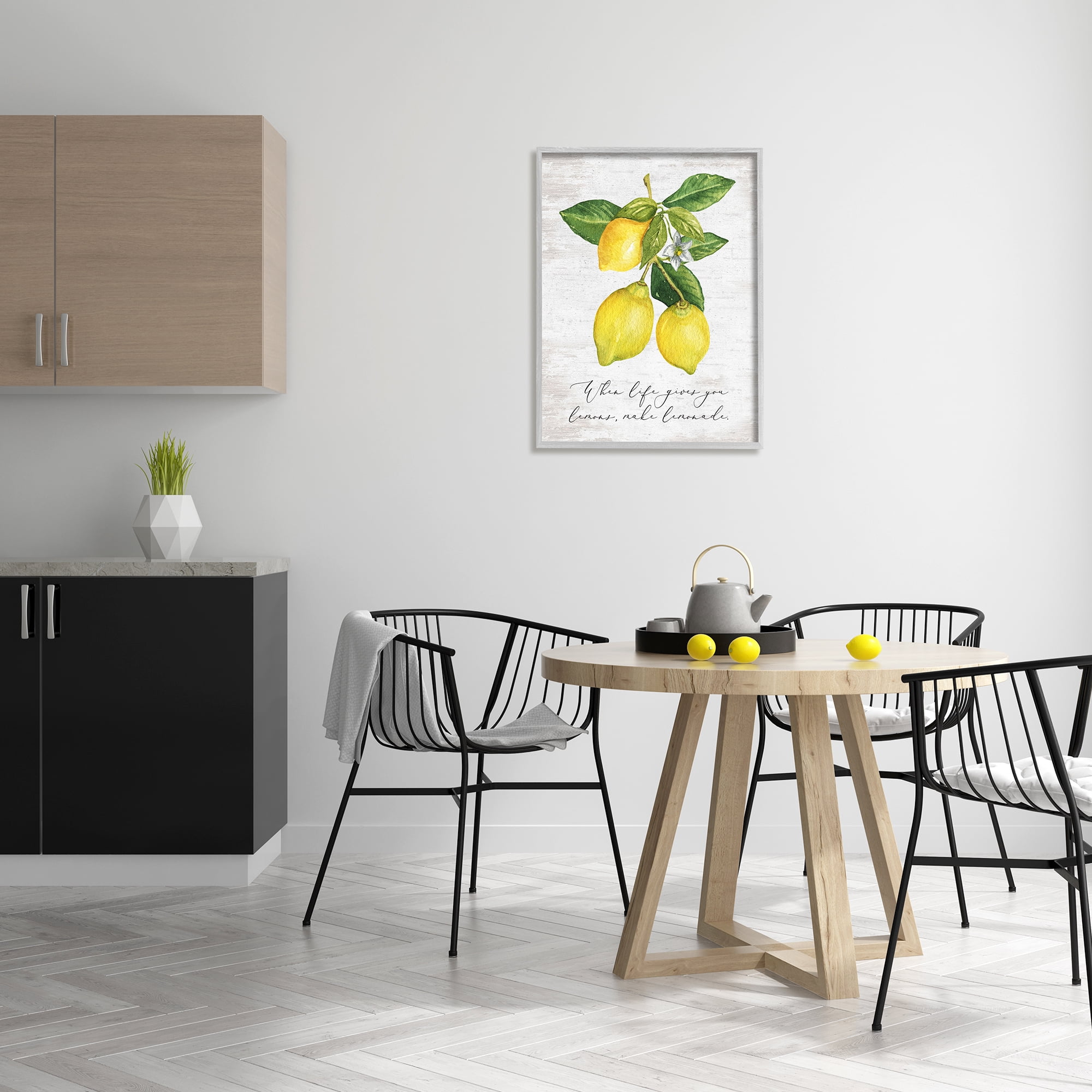 Stupell Industries Life & Lemons Phrase Food & Beverage Painting Gray Framed Art Print Wall Art, 24 x 30