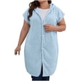 thumbnail image 5 of Zynoxe Womens Hooded Robes Lightweight Water Absorbent Bathrobe for Women Versatile Solid Color Short Sleeve Button Loungewear Robe Soft Coral Fleece Nightgown Bathrobe Free Size, 5 of 8