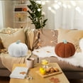 thumbnail image 7 of 2 Pcs Pumpkin Throw Pillow, 3D Pumpkin Shaped Pillow for Fall Decorative Halloween (White, Brown), 7 of 7