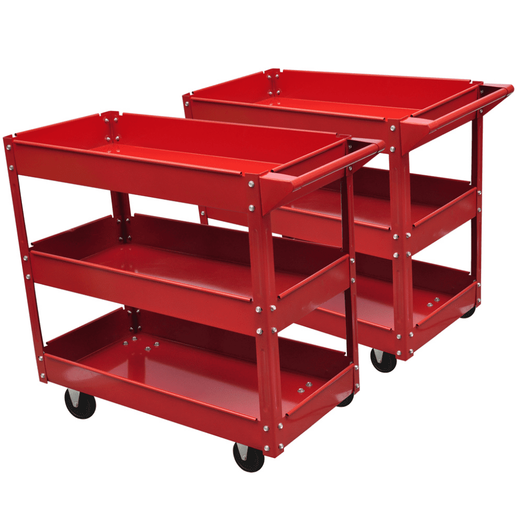 Tool Trolley 220 lbs 3 Shelves 2 pcs