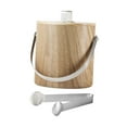 thumbnail image 2 of Cubo de hielo, cubo de cerveza con tapa y pinza, cubo de metal multiusos para bebidas, cubo enfriador de bebidas para fiestas en restaurantes y bufés 2 L de grano de madera, 2 of 9