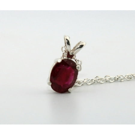 Natural Oval Red Tourmaline Sterling Silver Necklace NT23