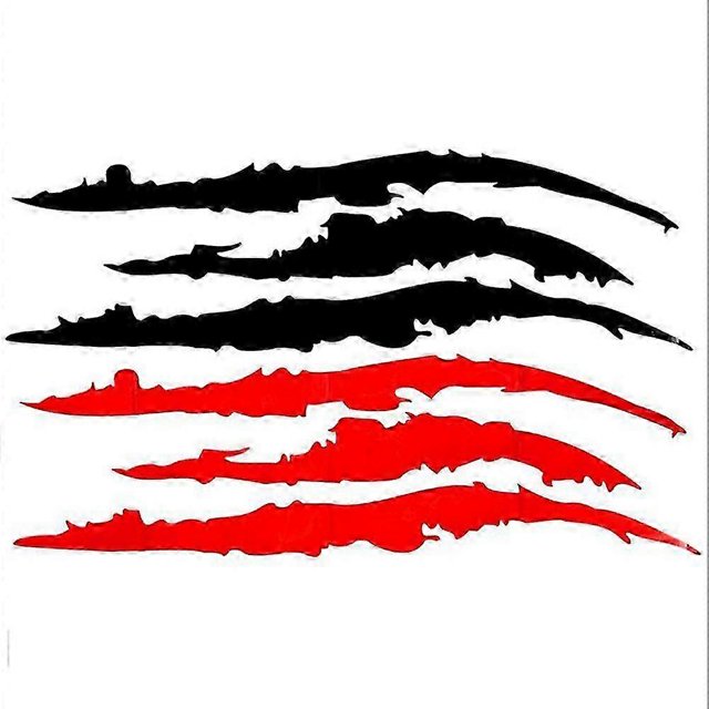 2pcs Car Stickers Monster Claw Scratched Stripe Logo Headlamp Sticker, Black And Red-Good