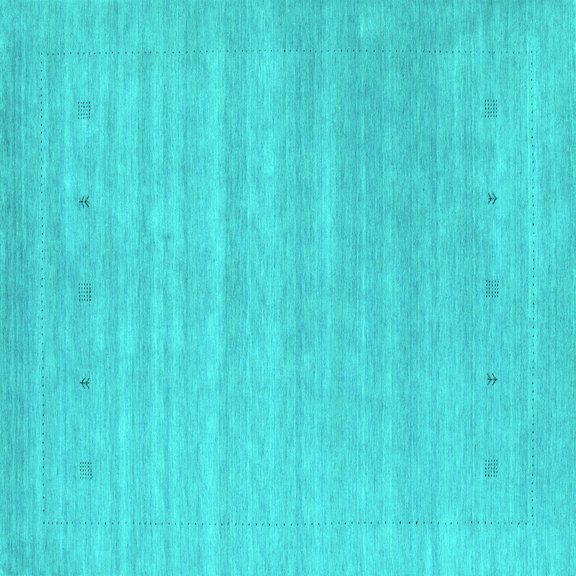 Ahgly Company Indoor Square Abstract Turquoise Blue Contemporary Area Rugs, 7' Square
