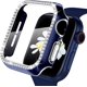 thumbnail image 1 of for Apple Watch case 40mm with Tempered Glass Screen Protector for iwatch Series 6/5/4/SE, Bling Crystal Diamond Rhinestone Bumper Full Cover Protective Case Women Girls 40mm Blue, 1 of 5