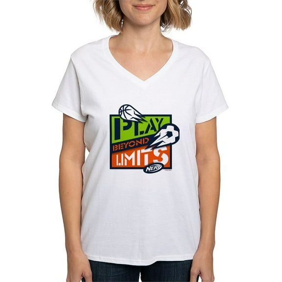 CafePress - Nerf Beyond Limits T Shirt - Womens Cotton V-Neck T-shirt