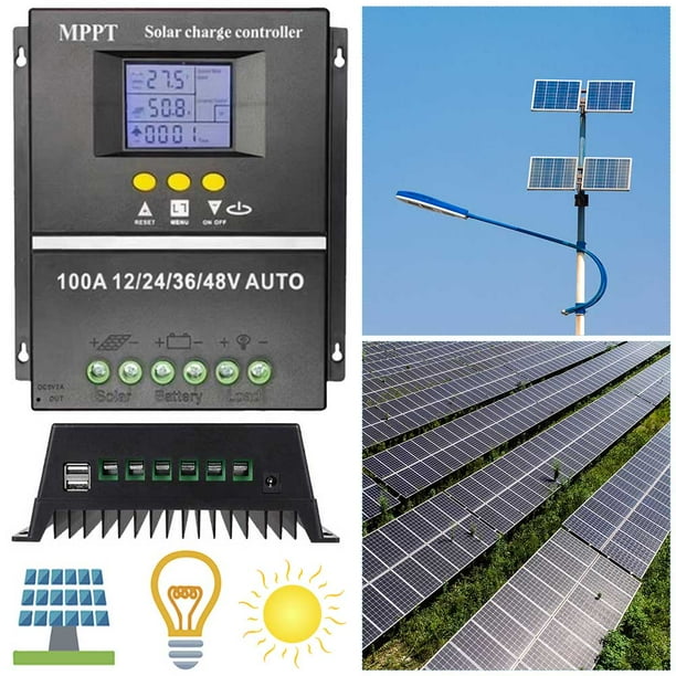 Controlador Carga Solar Automático WDOplteas 100A MPPT 12V 24V 36V 48V