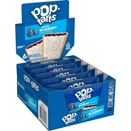 Pop-Tarts Frosted Blueberry Toaster Pastries, 6 Count, 3.3 oz Each