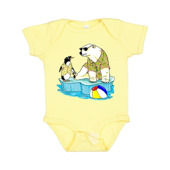 Inktastic Penguin and Polar Bear Iceberg Beach Bums Boys or Girls Baby Bodysuit