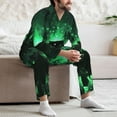 thumbnail image 6 of Halloween Costumes Mens Pajamas Set, Halloween Green Forest Witch (2) Halloween Pajamas Button Down Long Sleeve Loungewear Halloween Sleepwear Pjs sets for Men, 6 of 7