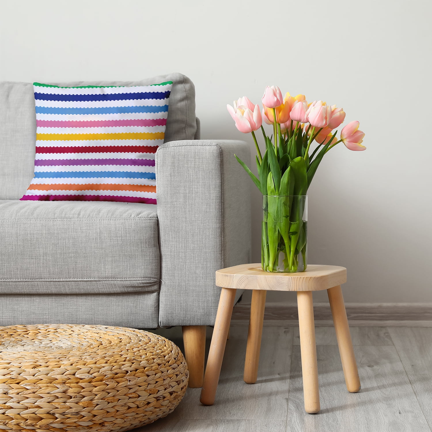 20" x 20" Simply Daisy Zippy Stripe Polyester Accent Pillow, Multi Qty 1