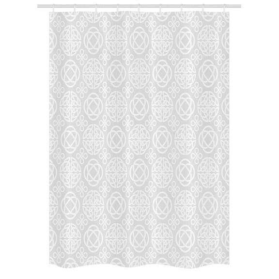Celtic Stall Shower Curtain, Tribal Celtic Knots Eternity Forms Pattern Boho Ireland Irish Cross Floral Artprint, Fabric Bathroom Set with Hooks, 54W X 78L Inches, Grey White, by Ambesonne