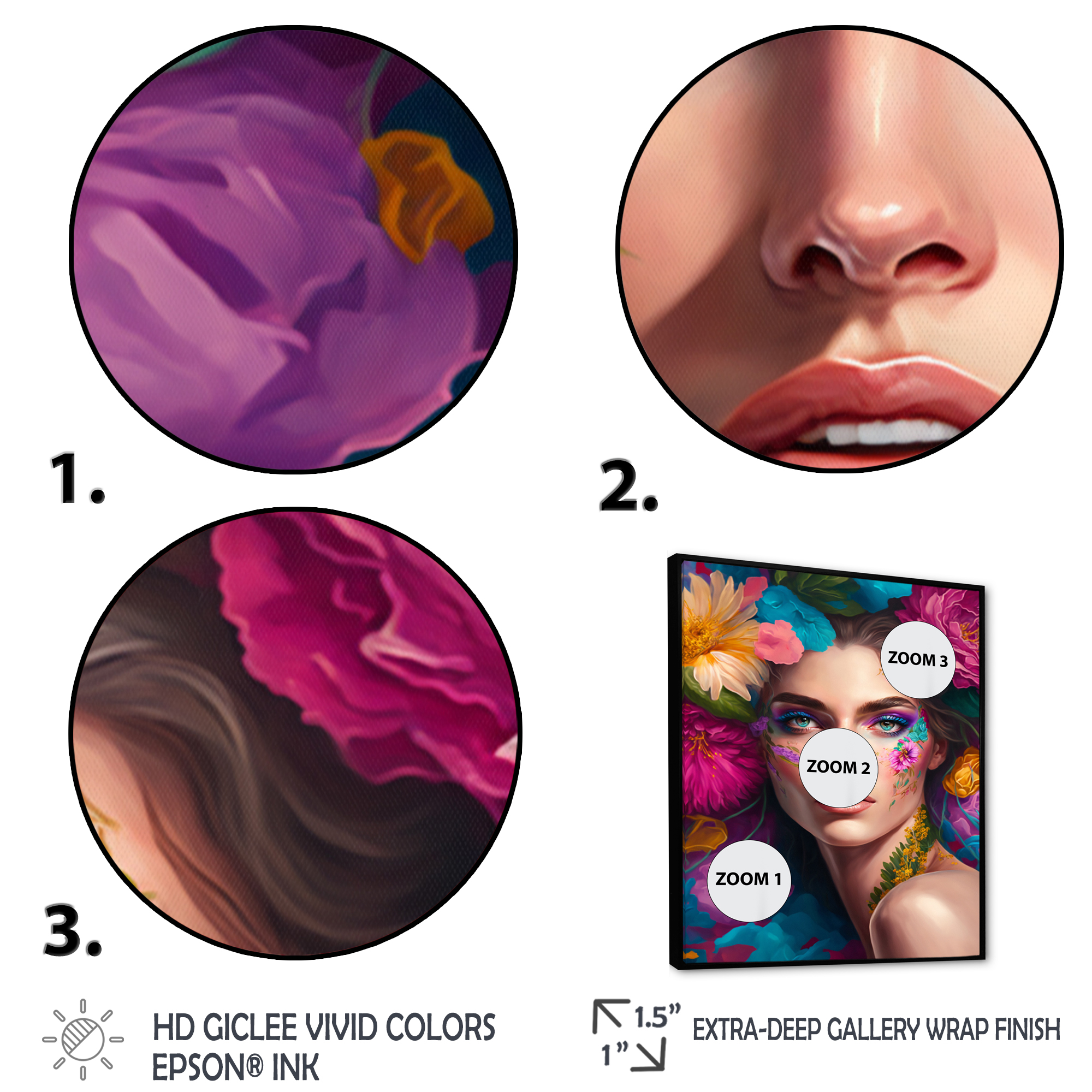Designart Floral Sensual Woman Portrait VI Floating Frame Wall Art