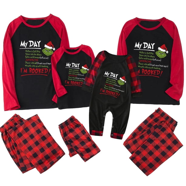 Pijamas navideños a juego Grinch - TKing Fashion 2024 Nuevos conjuntos de pijamas navideños familiares a juego Grinch, pijamas navideños navideños para parejas, adultos y niños, 3 Meses