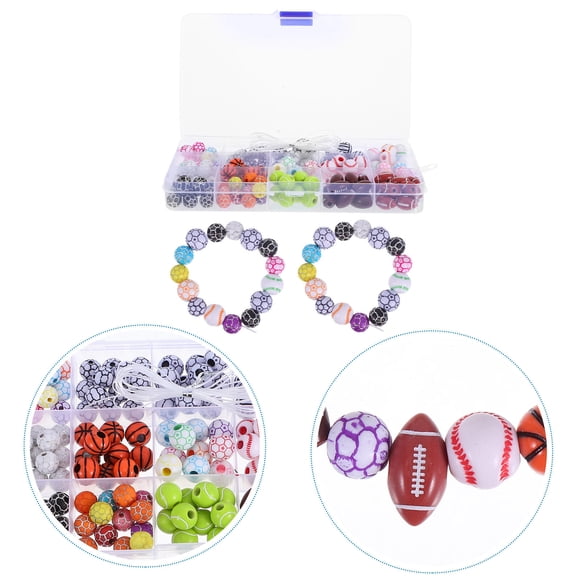 COOPHYA 200Pcs Acrylic Sports Beads Soccer Charms Assorted Color DIY Jewelry Making Families Casual Meetups Necklaces for Fan Gear