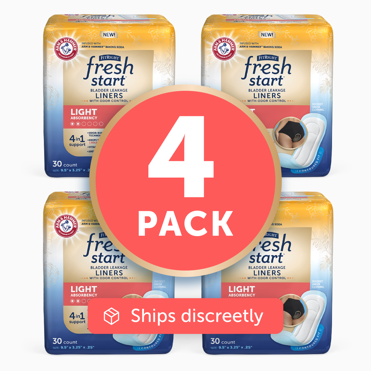 FitRight Fresh Start Incontinence and Postpartum Liners for Women