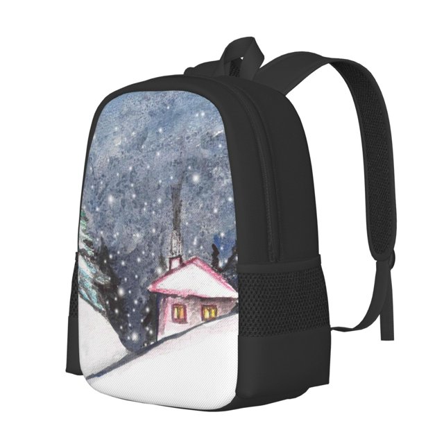 Fotbe Watercolor Winter Landscape For Christmas Mochila para Hombre y Mujer - Tela Oxford 600D Resistente - Mochila Impermeable de Gran Capacidad para Escuela, Viajes y Senderismo