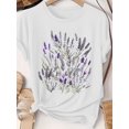 thumbnail image 2 of Women's Watercolor Lavender Floral Graphic T-Shirt Wildflower Print Short Sleeve Casual Tee, 2 of 6