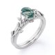 thumbnail image 4 of JeenMata Anillo de Bodas con Diseño de Hoja de Moissanita y Ágata Verde Musgo Dendrítica Ovalada de 1,5 Quilates con Engaste en Garras, Engastado en Oro Blanco de 18 K sobre Plata, 4 of 6