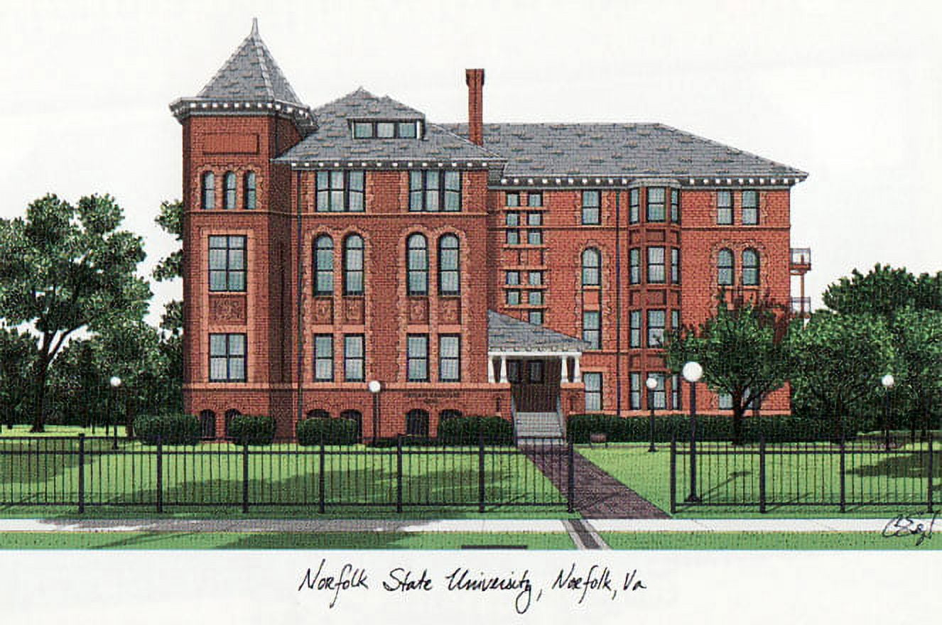 Norfolk State 14w x 11h Manhattan Black Single Mat Gold Embossed Diploma Frame with Bonus Campus Images Lithograph (value savings at $59)