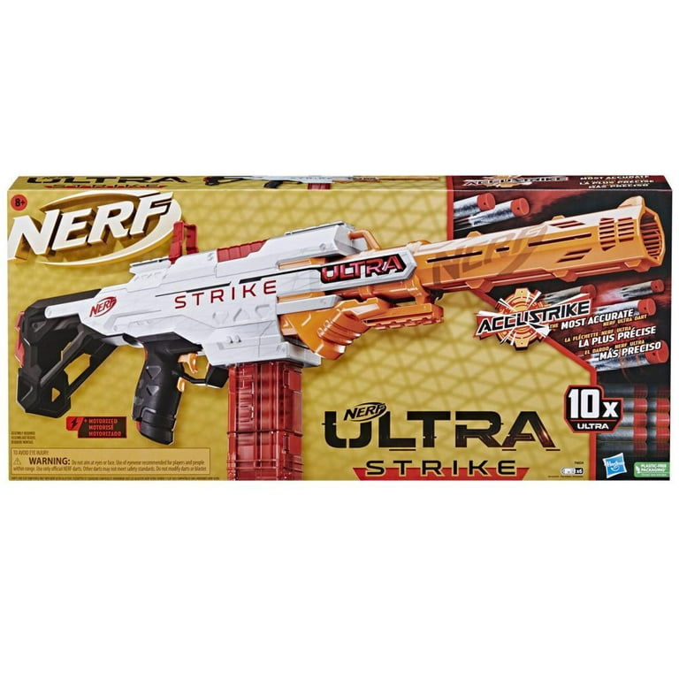 Nerf Ultra Strike Motorized Blaster, 10 Nerf AccuStrike Ultra Darts,  10-Dart Clip, Compatible Only with Nerf Ultra Darts, Multicolor, (F6024U50)