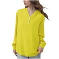 thumbnail image 2 of Ailaofu Womens Tops Business Casual Long Sleeve Button V Neck Henley Shirts Fall Trendy Loose Work Office Blouse, 2 of 4
