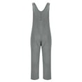 thumbnail image 7 of Lenpel Women's Fleece Overalls Fall Winter Warm V Neck Loose Casual Sleeveless Jumpsuits Strap Rompers with Pockets, 7 of 7