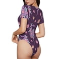 thumbnail image 3 of The Xecao Snake And Flower Women's Crew Neck Body Suit, a short-sleeved bodysuit and basic swimsuit, both comfort and style for dating and daily life, 3 of 9