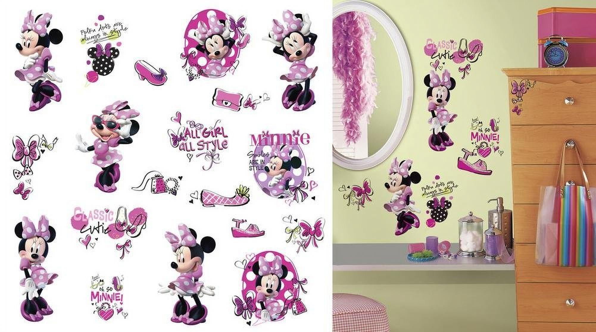 MINNIE MOUSE FASHIONISTA 19 Wall Decals Pink Disney Girls Room Stickers - Bows, Polka Dots