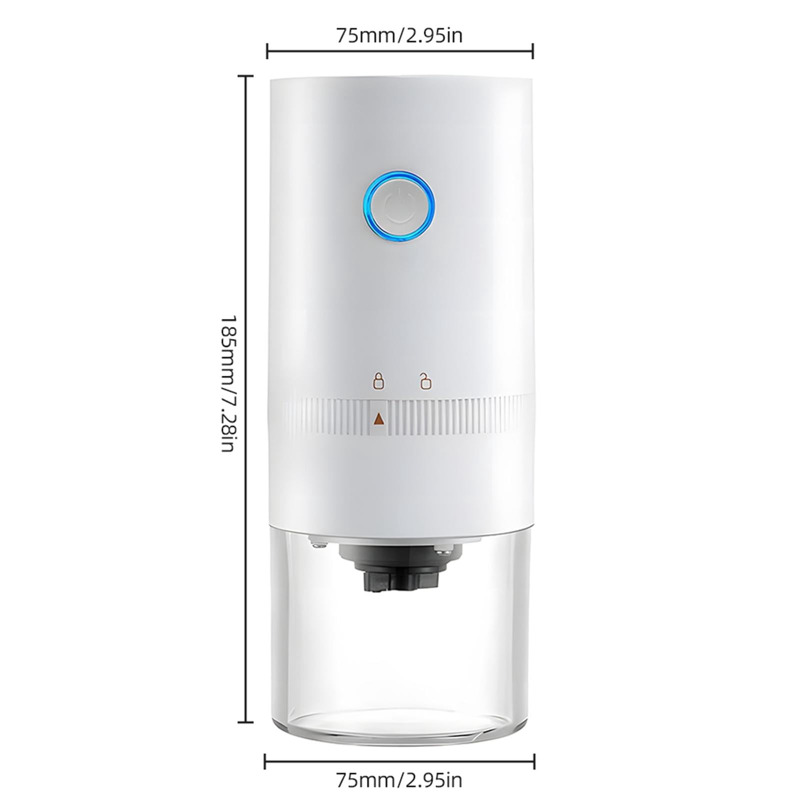 Yajisi Portable Electric Burr Coffee Grinder Ceramic Blade USB Rechargeable White (4.33 inches / 11.0 cm)