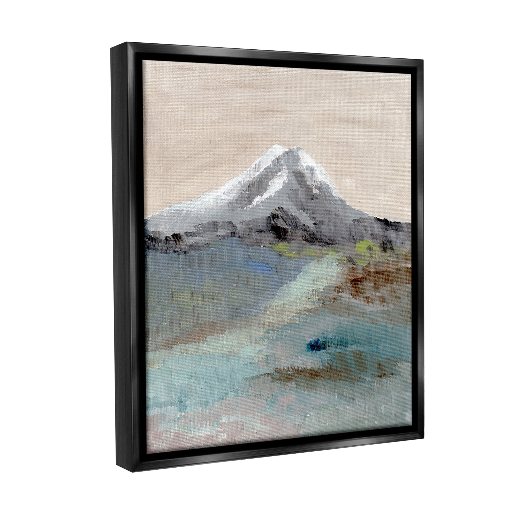 Stupell Industries Brushed Abstract Volcano Landscape Painting Black Floater Framed Canvas Art Print Wall Art, 25 x 31