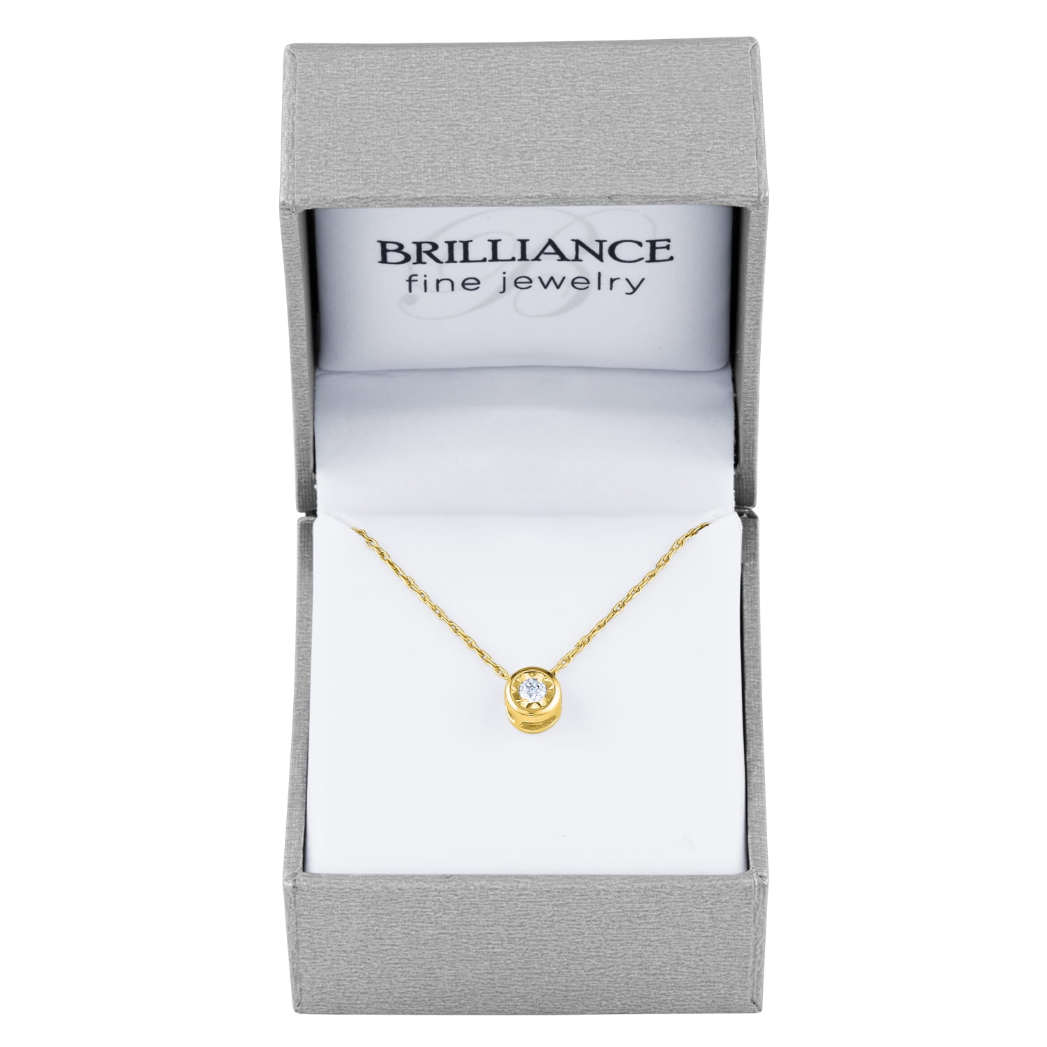 Gemspirations Diamond Accent Bezel Pendant Sterling Silver 14K Yellow Gold Plated