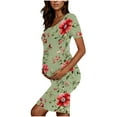 thumbnail image 5 of breaise Maternity Bodycon Dress,Floral Side Ruch Fitted Maternity Dress Summer Short Sleeve Baby Shower Dress Crew Neck Casual Lounge Pregnancy Dress Daily Wear, 5 of 6